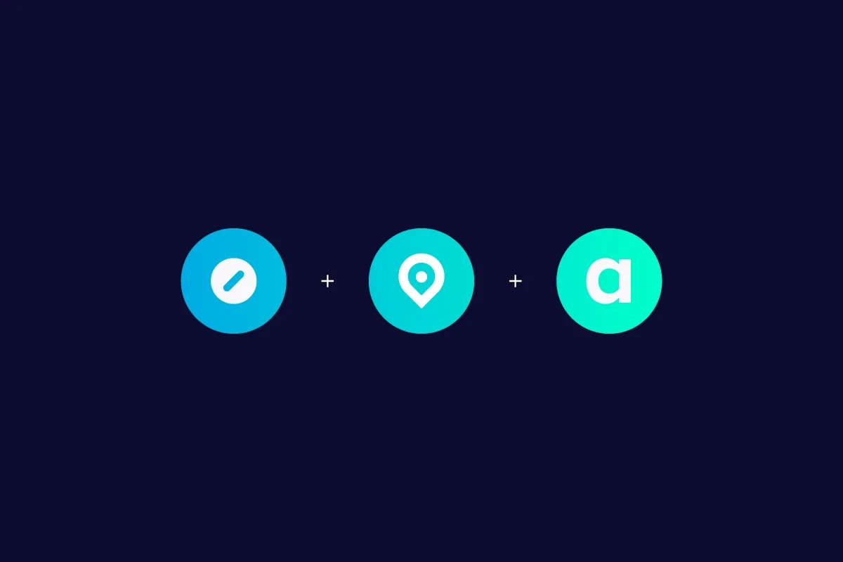 Appteka — конструкция логотипа: таблетка + пин + буква a